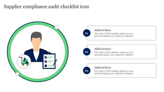 Supplier Compliance Audit Checklist Icon Ppt Portfolio Infographics PDF