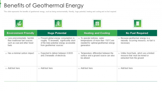 Sustainable Energy Benefits Of Geothermal Energy Diagrams PDF