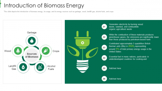 Sustainable Energy Introduction Of Biomass Energy Template PDF Sustainable Energy Introduction Of Biomass Energy Template PDF