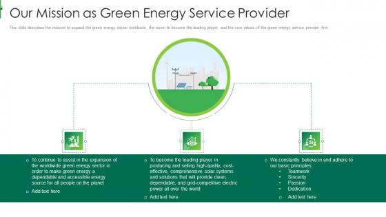 Sustainable Energy Our Mission As Green Energy Service Provider Demonstration PDF Sustainable Energy Our Mission As Green Energy Service Provider Demonstration PDF