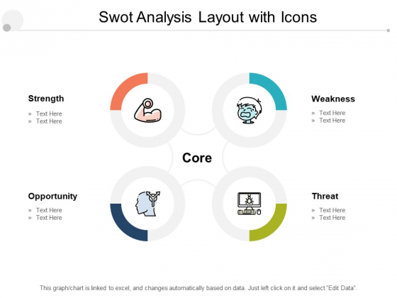 Swot Analysis Layout With Icons Ppt PowerPoint Presentation Ideas Objects