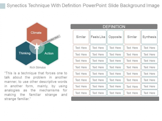 Synectics Technique With Definition Powerpoint Slide Background Image Synectics Technique With Definition Powerpoint Slide Background Image