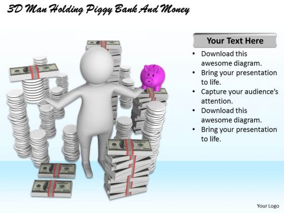 Sales Concepts 3d Man Holding Piggy Bank And Money Character Sales Concepts 3d Man Holding Piggy Bank And Money Character