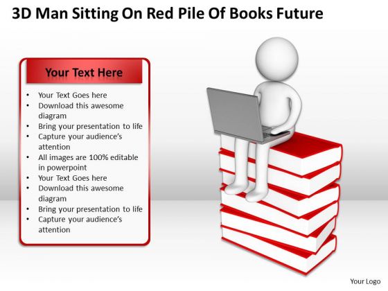 Sample Business Organizational Chart Sitting Red Pile Of Books Education PowerPoint Templates