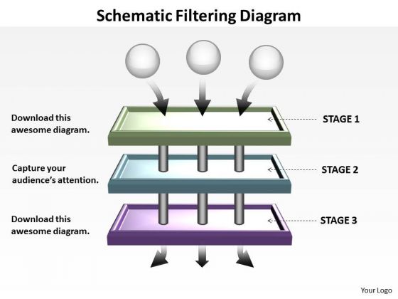 Schematic Filtering Diagram Radial Process PowerPoint Templates