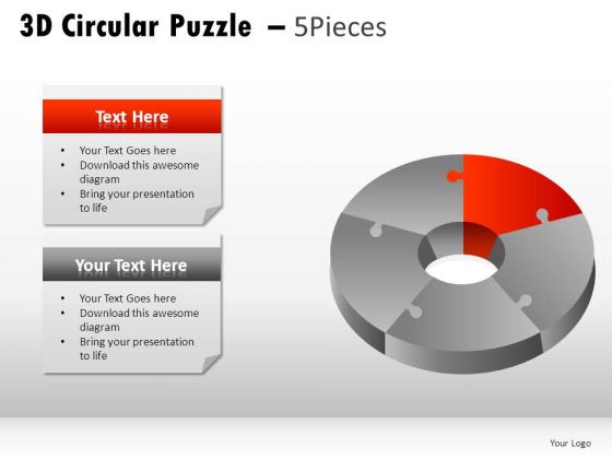 Segment 3d Circular Puzzle 5 Pieces PowerPoint Slides And Ppt Diagram Templates