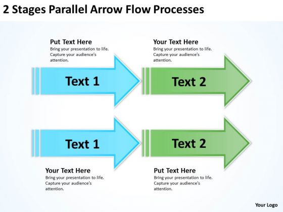Serial Vs Parallel Processing 2 Stages Arrow Flow Processes PowerPoint Templates