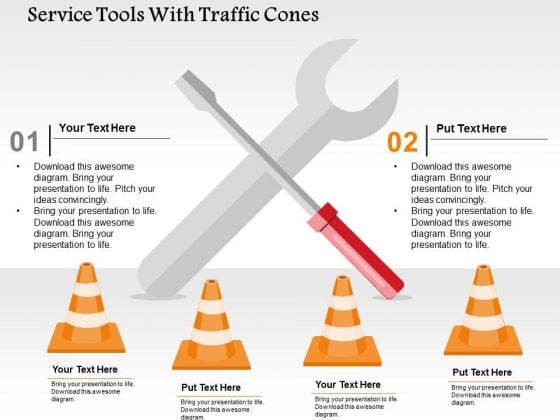 Service Tools With Traffic Cones PowerPoint Templates Service Tools With Traffic Cones PowerPoint Templates