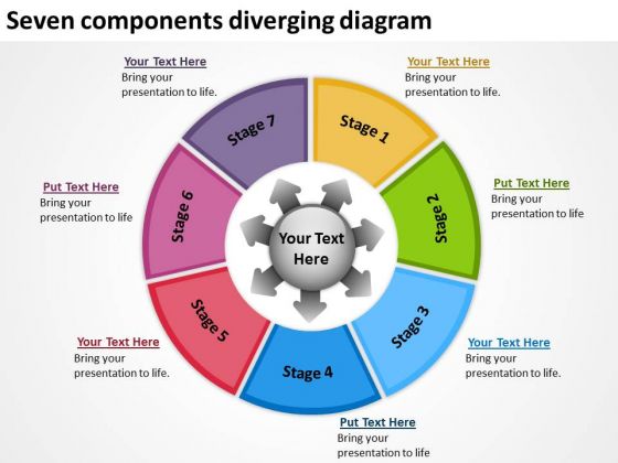 Seven Components Diverging Diagram Cycle Process PowerPoint Slides Seven Components Diverging Diagram Cycle Process PowerPoint Slides