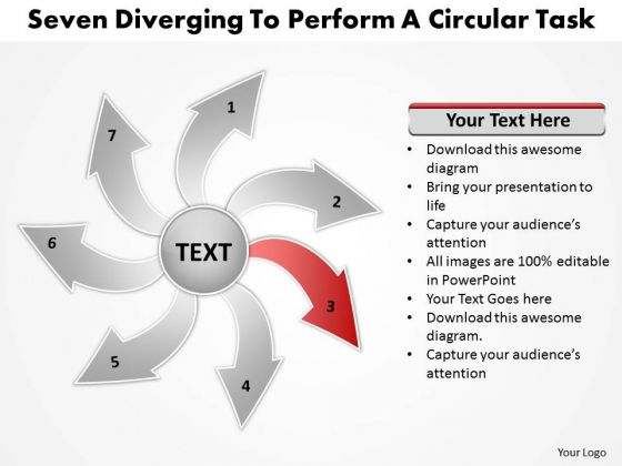 Seven Diverging Steps To Perform A Circular Task Cycle Diagram PowerPoint Template Seven Diverging Steps To Perform A Circular Task Cycle Diagram PowerPoint Template