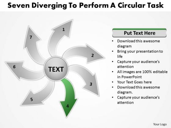 Seven Diverging Steps To Perform Circular Task Flow Chart PowerPoint Slides Seven Diverging Steps To Perform Circular Task Flow Chart PowerPoint Slides