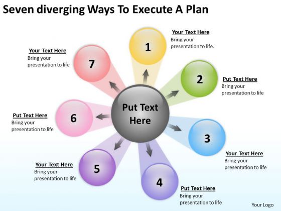 Seven Diverging Ways To Execute Plan Cycle Process Diagram PowerPoint Slides Seven Diverging Ways To Execute Plan Cycle Process Diagram PowerPoint Slides