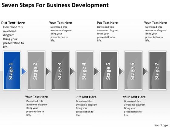 Seven Steps For Business Development Plan Software PowerPoint Templates