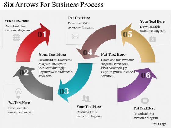 Six Arrows For Business Process PowerPoint Template