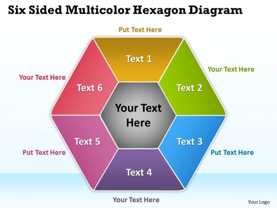 Six Sided Multicolor Hexagon Diagram Radial Process PowerPoint Templates