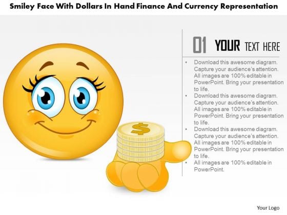 Smiley Face With Dollars In Hand Finance And Currency Representation Presentation Template Smiley Face With Dollars In Hand Finance And Currency Representation Presentation Template