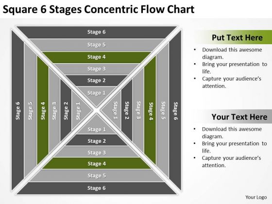Square 6 Stages Concentric Flow Chart Business Plan PowerPoint Template Square 6 Stages Concentric Flow Chart Business Plan PowerPoint Template