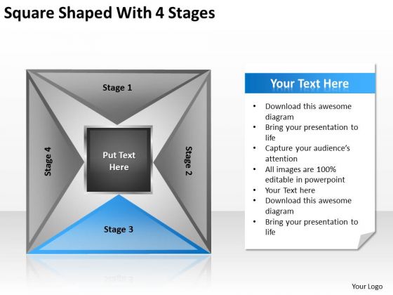 Square Shaped With 4 Stages Ppt Business Plan Model PowerPoint Slides