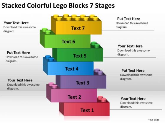 Stacked Colorful Blocks 7 Business Plan PowerPoint Templates - PowerPoint Templates