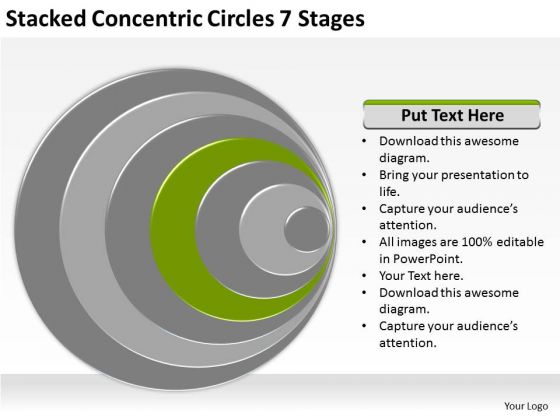 Stacked Concentric Circles 7 Stages Business Plan PowerPoint Templates