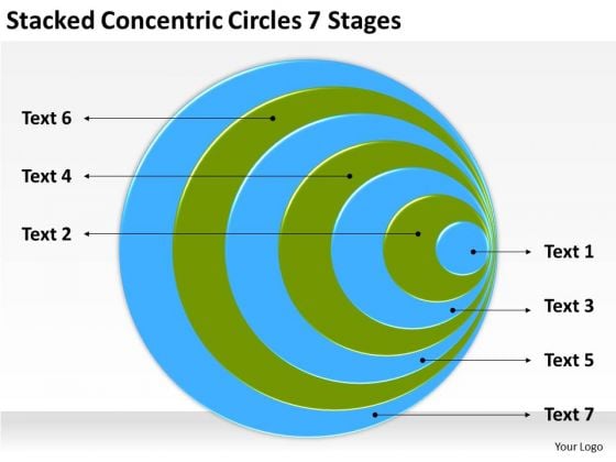 Stacked Concentric Circles 7 Stages How To Build Business Plan PowerPoint Slides