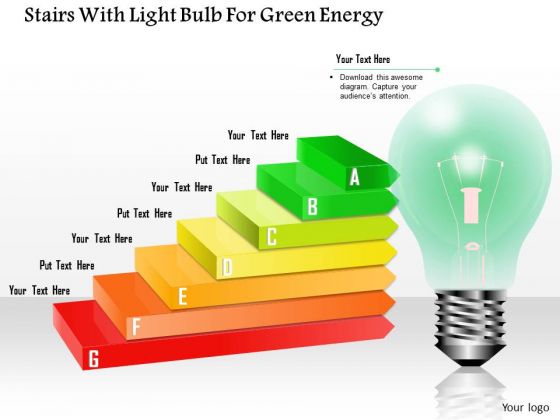 Stairs With Ligh Bulb For Green Energy PowerPoint Template Stairs With Ligh Bulb For Green Energy PowerPoint Template