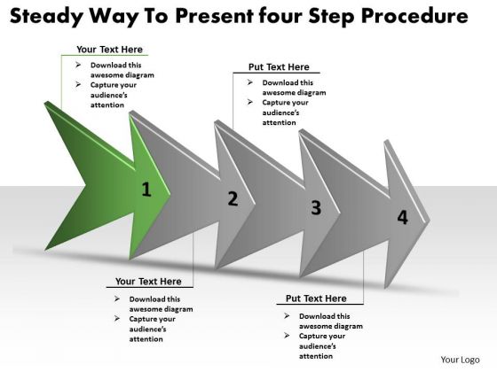 Steady Way To Present Four Step Procedure Business Plan Flow Chart PowerPoint Templates