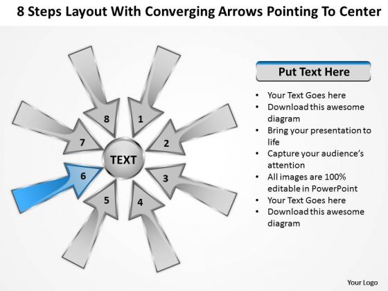 Steps Layout With Converging Arrows Pointing To Center Charts And Diagrams PowerPoint Slide