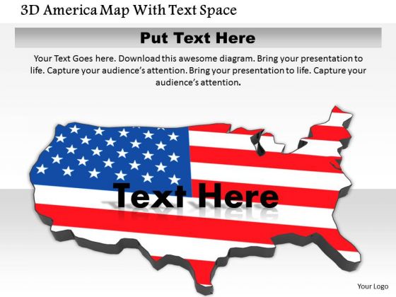 Stock Photo 3d America Map With Text Space PowerPoint Slide