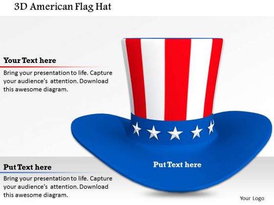 Stock Photo 3d American Flag Hat PowerPoint Slide