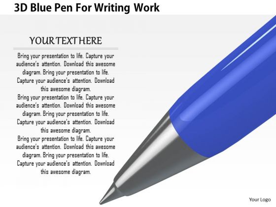 Stock Photo 3d Blue Pen For Writing Work PowerPoint Slide Stock Photo 3d Blue Pen For Writing Work PowerPoint Slide