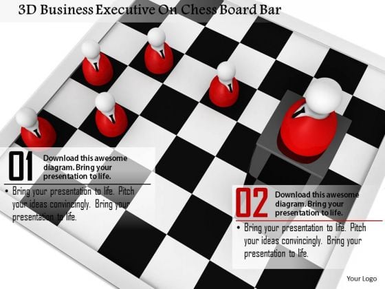 Stock Photo 3d Business Executive On Chess Board Bar PowerPoint Slide Stock Photo 3d Business Executive On Chess Board Bar PowerPoint Slide