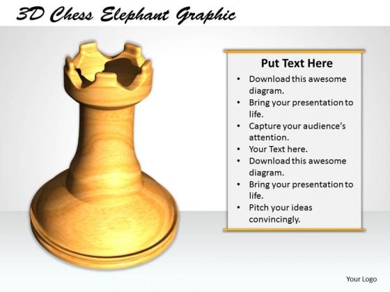 Stock Photo 3d Chess Elephant Graphic PowerPoint Template