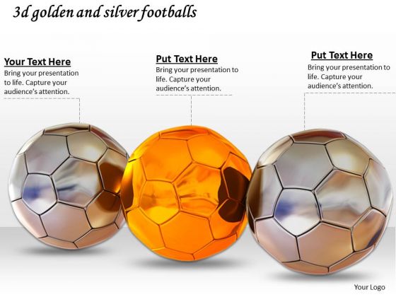 Stock Photo 3d Golden And Silver Footballs PowerPoint Slide