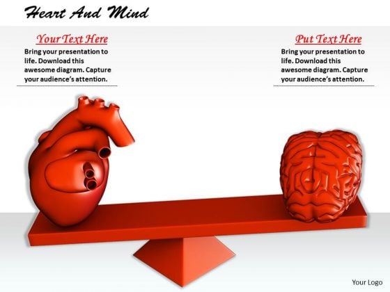 Stock Photo 3d Heart And Brain On Balancing Scale PowerPoint Slide Stock Photo 3d Heart And Brain On Balancing Scale PowerPoint Slide
