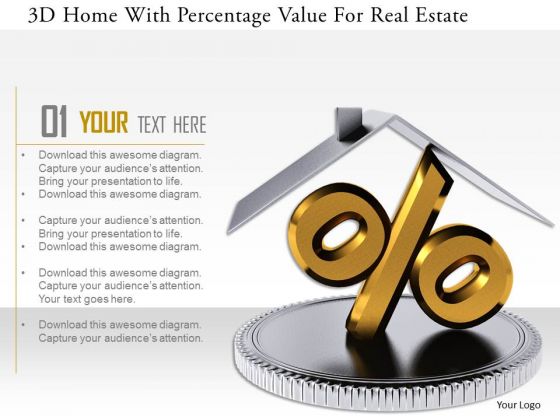 Stock Photo 3d Home With Percentage Value For Real Estate PowerPoint Slide Stock Photo 3d Home With Percentage Value For Real Estate PowerPoint Slide