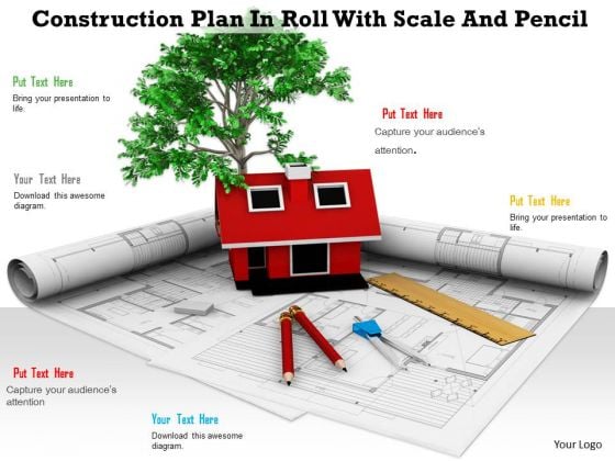 Stock Photo 3d House Model Construction Plan PowerPoint Slide