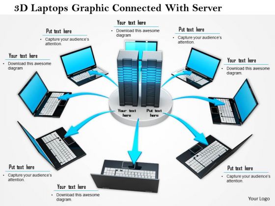Stock Photo 3d Laptops Graphic Connected With Server PowerPoint Slide Stock Photo 3d Laptops Graphic Connected With Server PowerPoint Slide