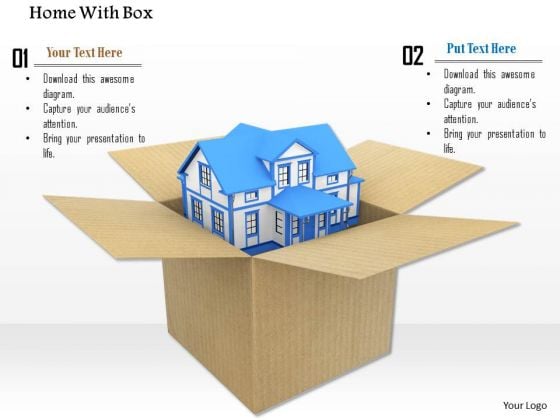 Stock Photo 3d Model Of House In A Box PowerPoint Slide