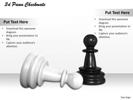 Stock Photo 3d Pawn Checkmate In Chess PowerPoint Slide