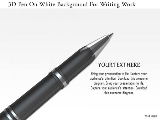 Stock Photo 3d Pen On White Background For Writing Work PowerPoint Slide