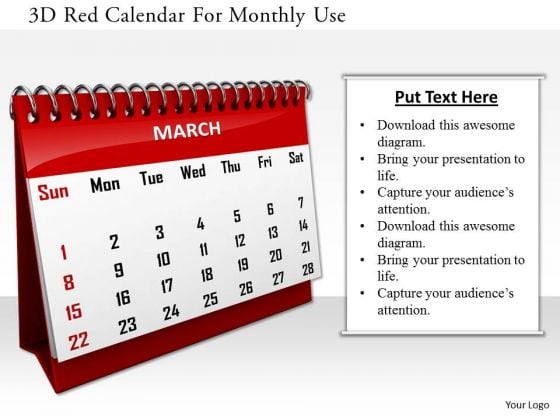 Stock Photo 3d Red Calendar For Monthly Use PowerPoint Slide Stock Photo 3d Red Calendar For Monthly Use PowerPoint Slide
