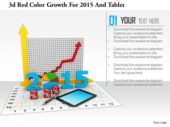 Stock Photo 3d Red Color Growth For 2015 And Tablet PowerPoint Slide Stock Photo 3d Red Color Growth For 2015 And Tablet PowerPoint Slide