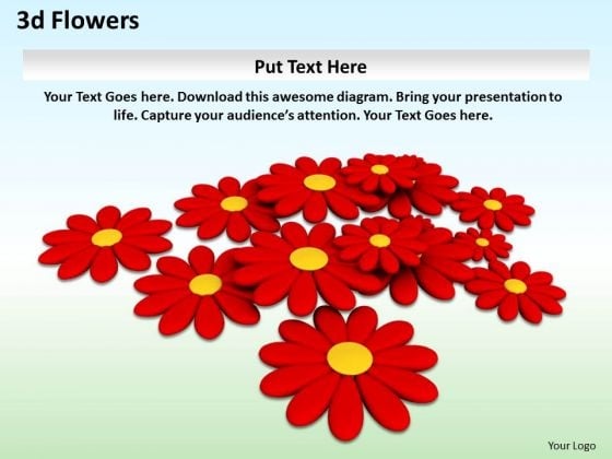 Stock Photo 3d Red Colored Flowers Background PowerPoint Slide