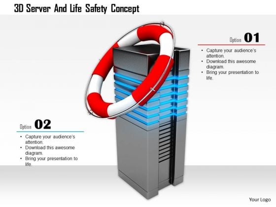 Stock Photo 3d Server And Life Safety Concept PowerPoint Slide Stock Photo 3d Server And Life Safety Concept PowerPoint Slide