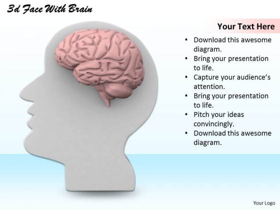 Stock Photo 3d White Human Face With Brain PowerPoint Slide Stock Photo 3d White Human Face With Brain PowerPoint Slide