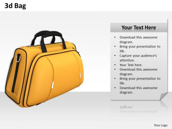 Stock Photo 3d Yellow Travel Bag PowerPoint Slide