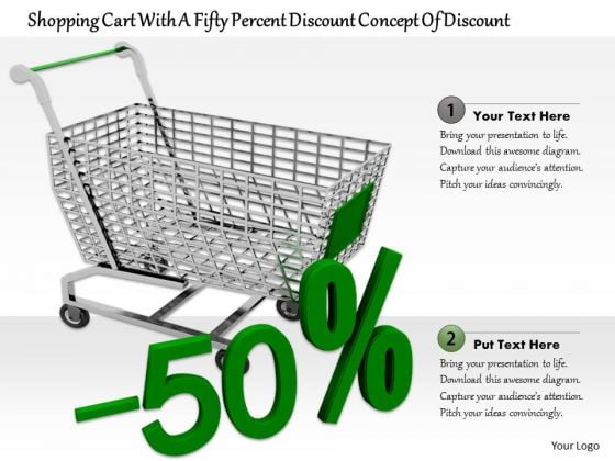 Stock Photo 50 Percent Discount With Shopping Cart PowerPoint Slide Stock Photo 50 Percent Discount With Shopping Cart PowerPoint Slide