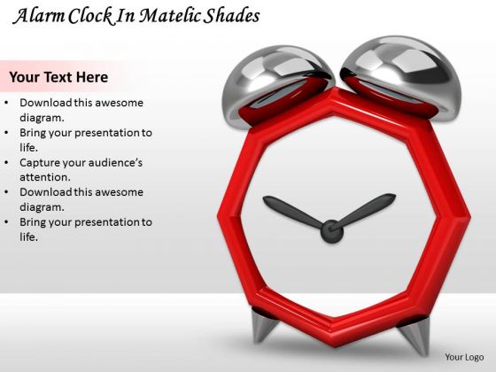 Stock Photo Alarm Clock In Metallic Shades Ppt Template Stock Photo Alarm Clock In Metallic Shades Ppt Template
