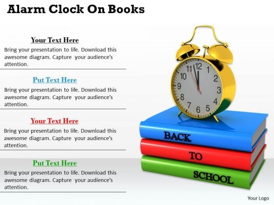 Stock Photo Alarm Clock On Books PowerPoint Template Stock Photo Alarm Clock On Books PowerPoint Template